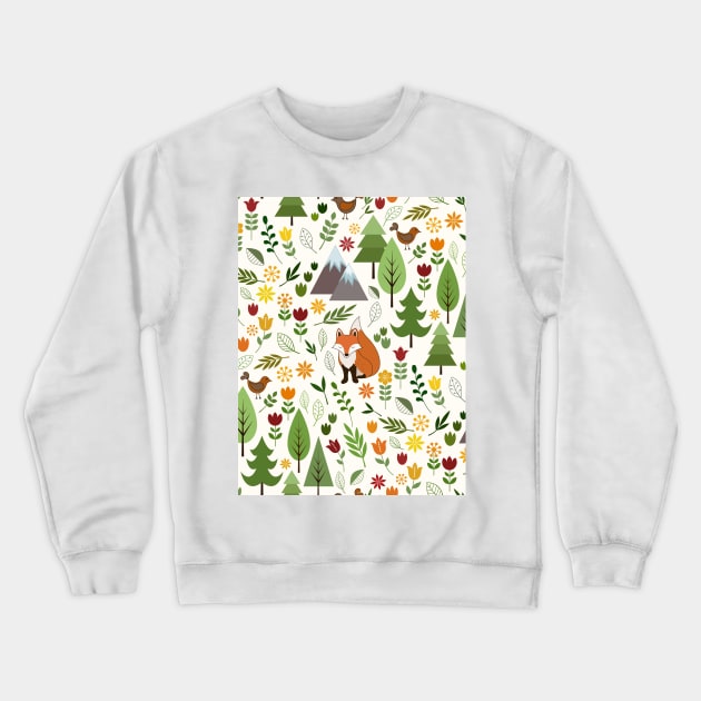 Scandinavian Style Illustrations on Cream Pattern Crewneck Sweatshirt by NataliePaskell